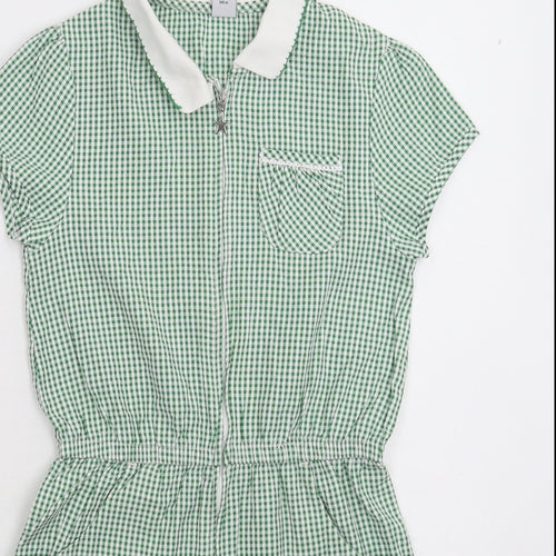 TU Girls Green Check  Jumpsuit One-Piece Size 10 Years  - School