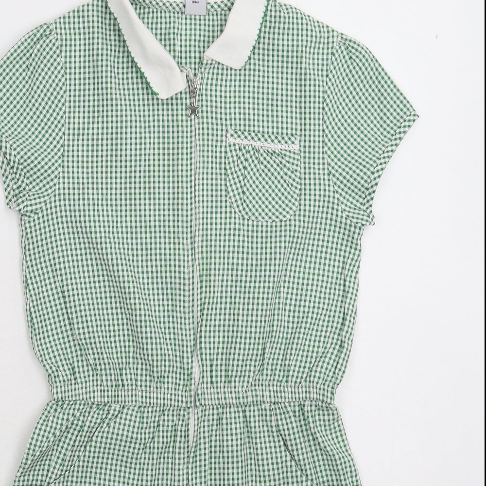 TU Girls Green Check  Jumpsuit One-Piece Size 10 Years  - School