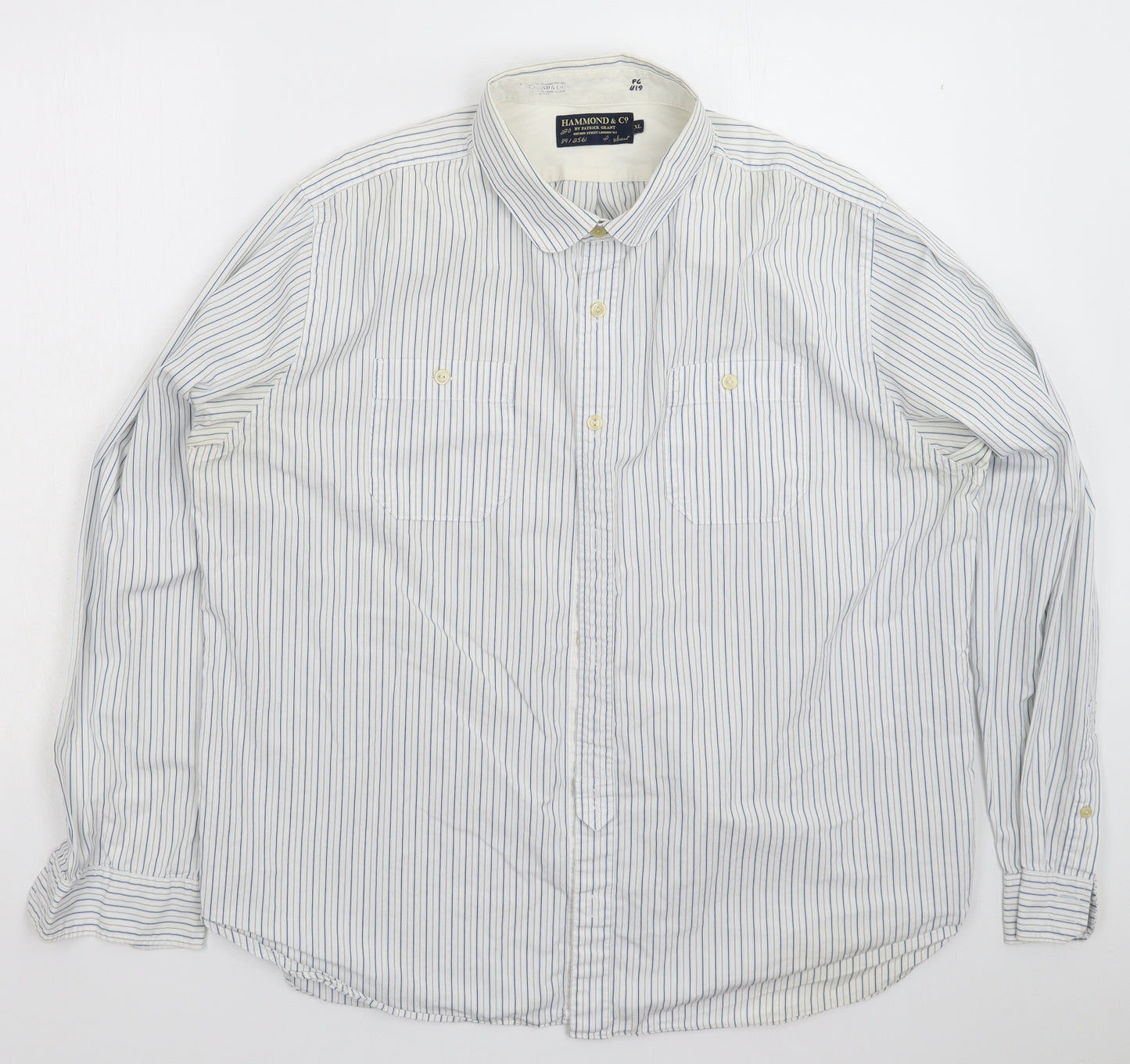 Hammond Mens White Striped   Dress Shirt Size 2XL