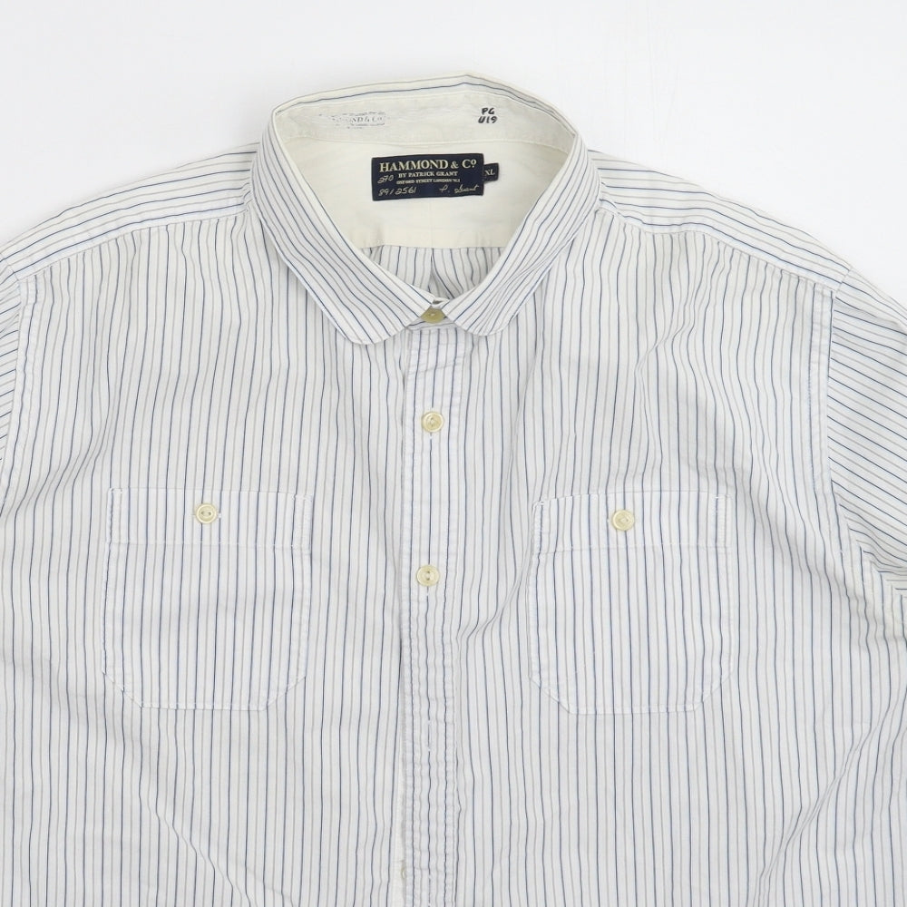 Hammond Mens White Striped   Dress Shirt Size 2XL