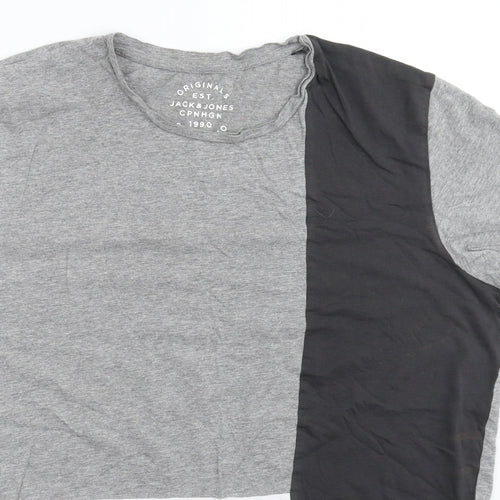 JACK & JONES Mens Grey    T-Shirt Size L