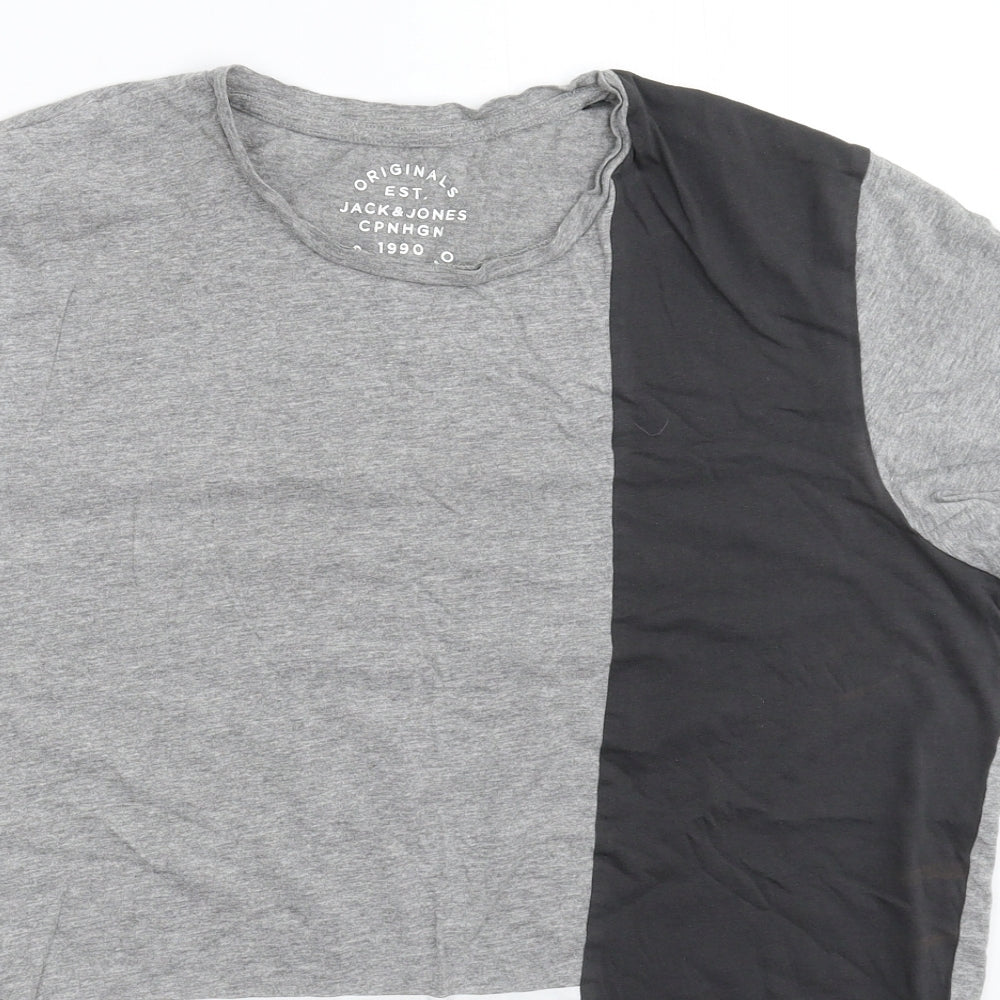 JACK & JONES Mens Grey    T-Shirt Size L