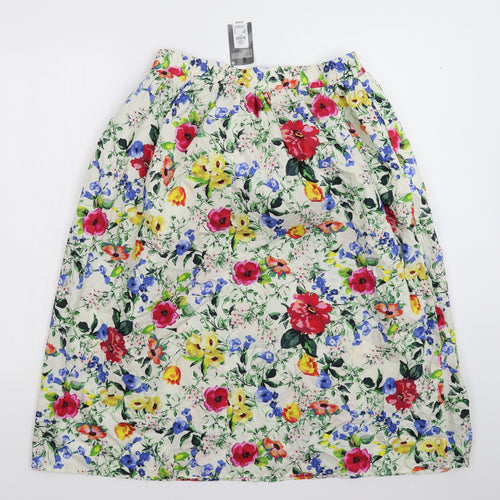Primark Womens White Floral  A-Line Skirt Size 14