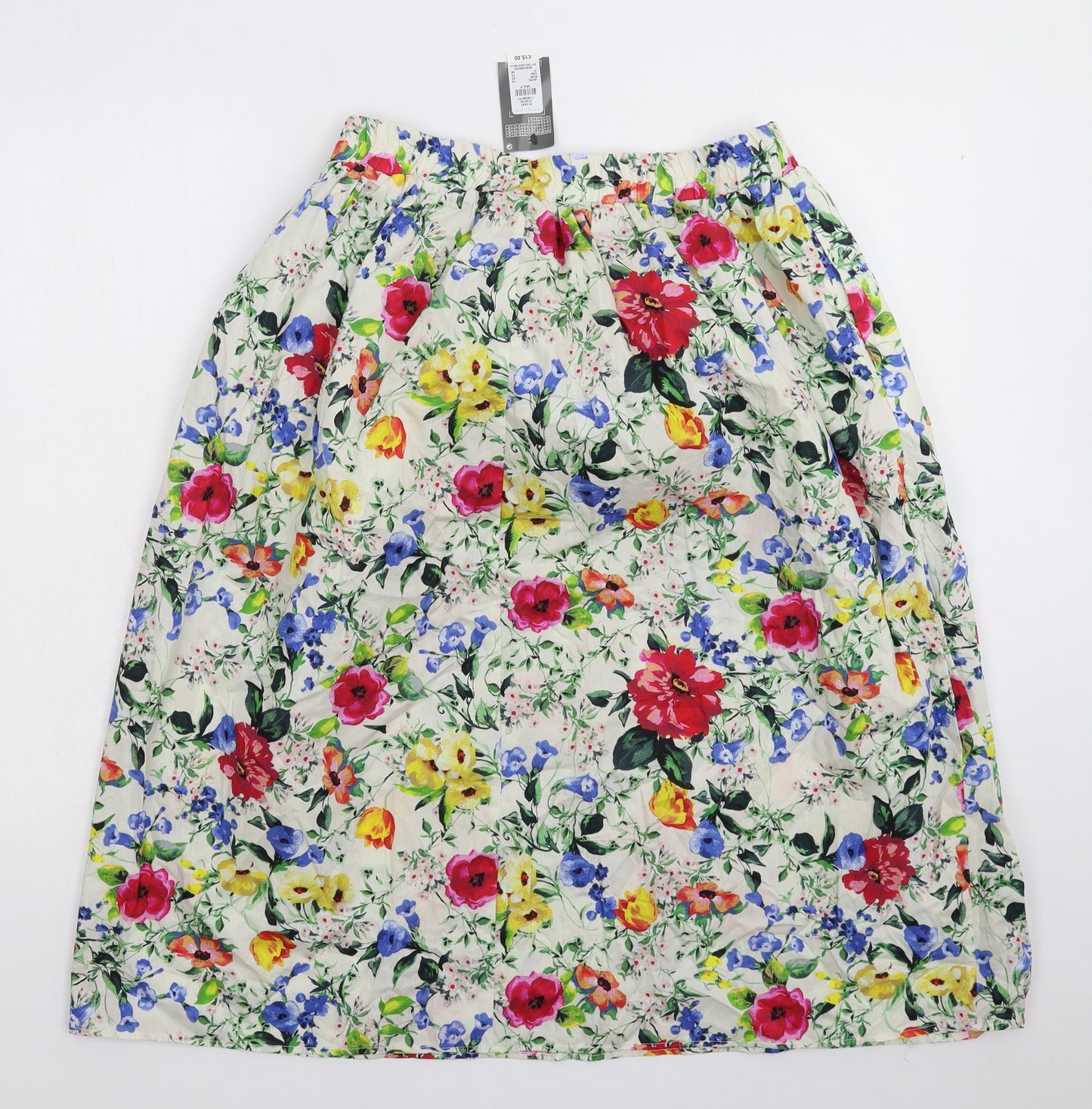 Primark Womens White Floral  A-Line Skirt Size 14