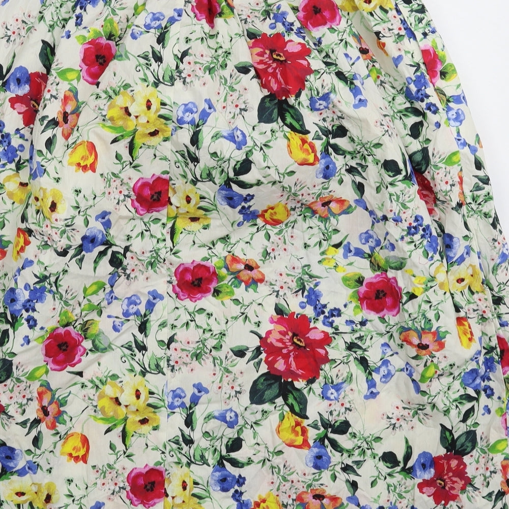Primark Womens White Floral  A-Line Skirt Size 14