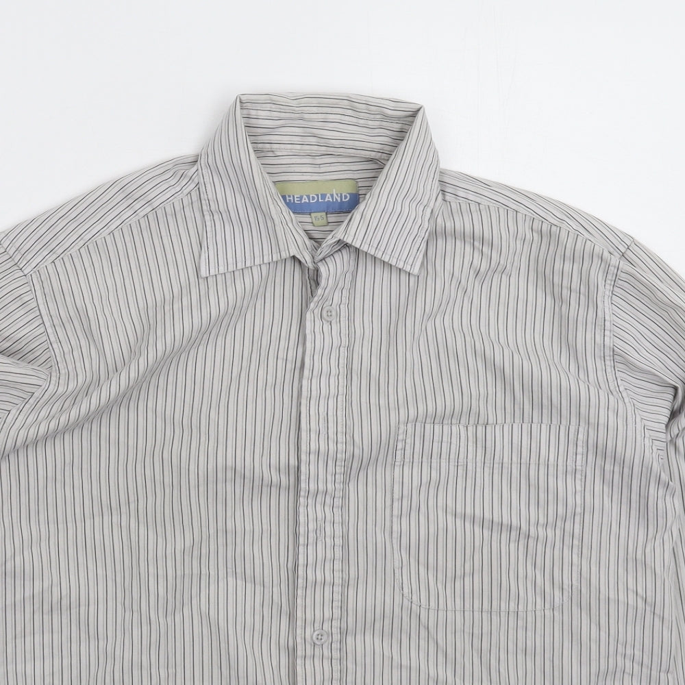 Headland Mens Grey Striped   Dress Shirt Size 15.5