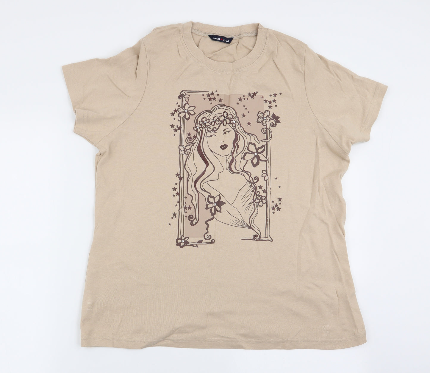East Coast Womens Beige   Basic T-Shirt Size 18