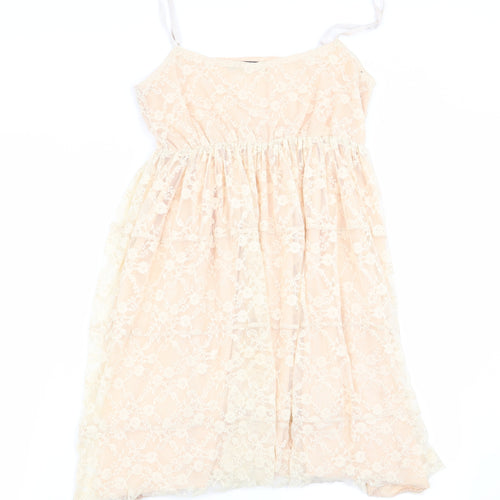 tenki Womens Beige Floral  Basic Blouse Size S