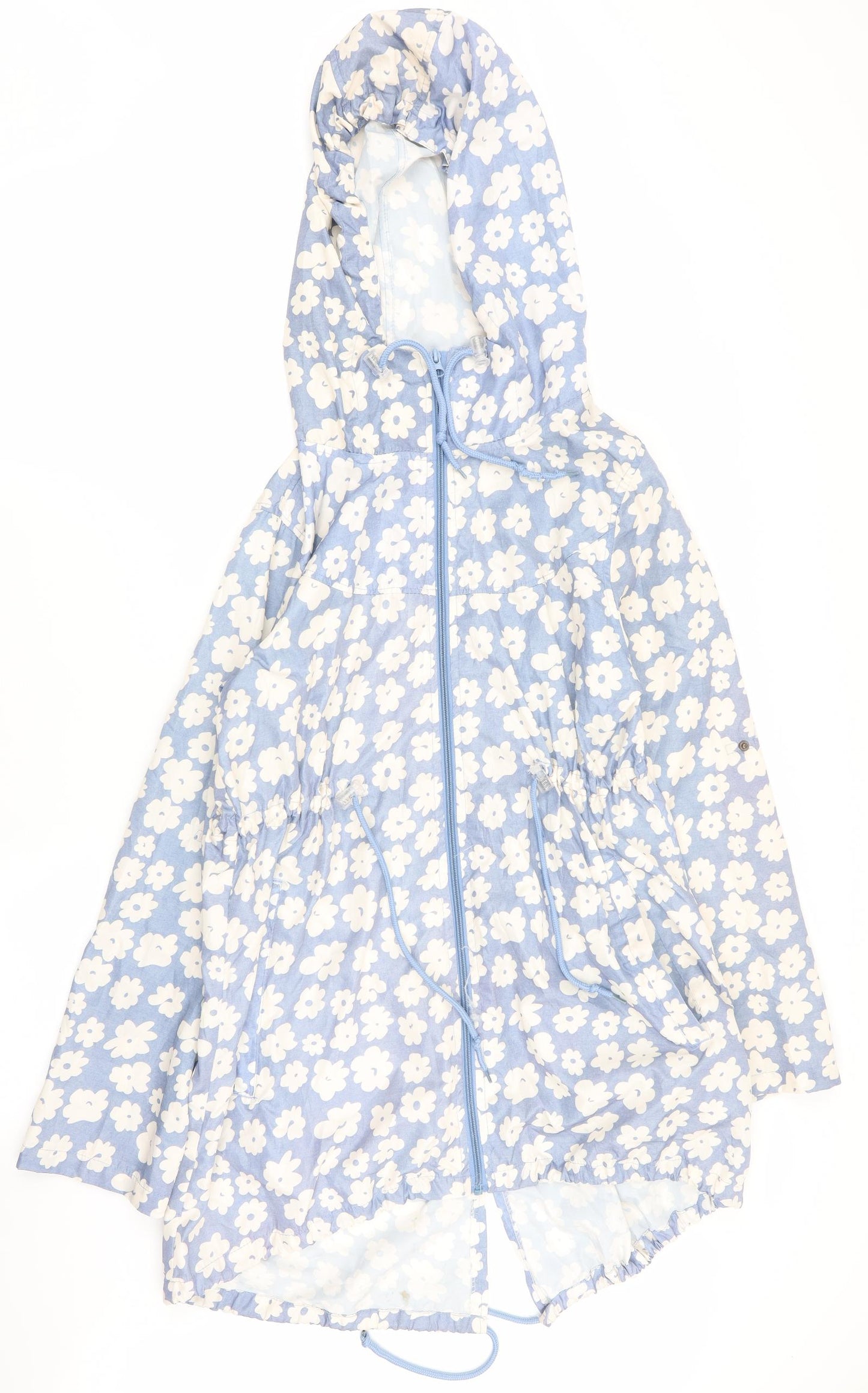 Parka in a Pocket Womens Blue Floral  Jacket Coat Size S