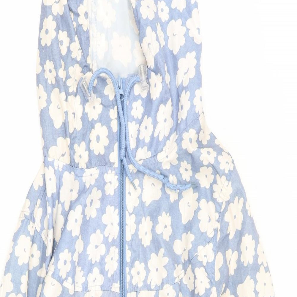 Parka in a Pocket Womens Blue Floral  Jacket Coat Size S