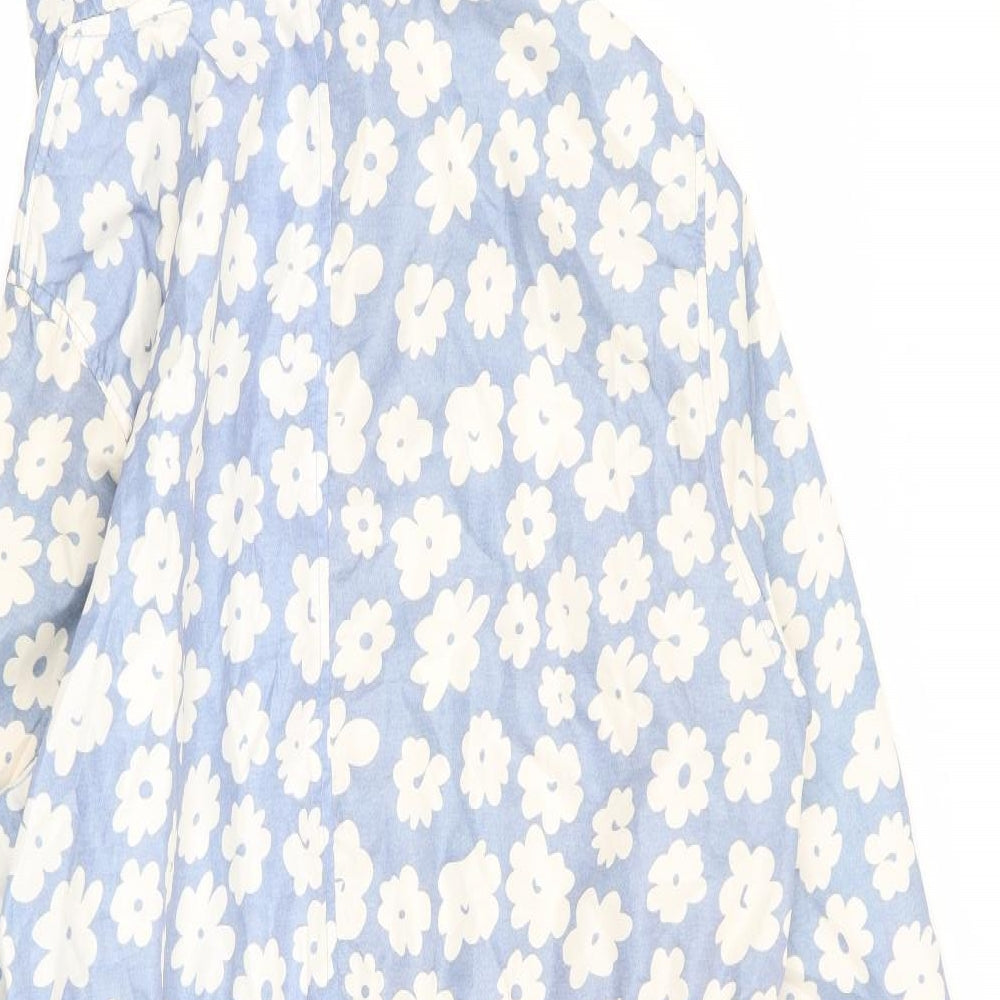 Parka in a Pocket Womens Blue Floral  Jacket Coat Size S