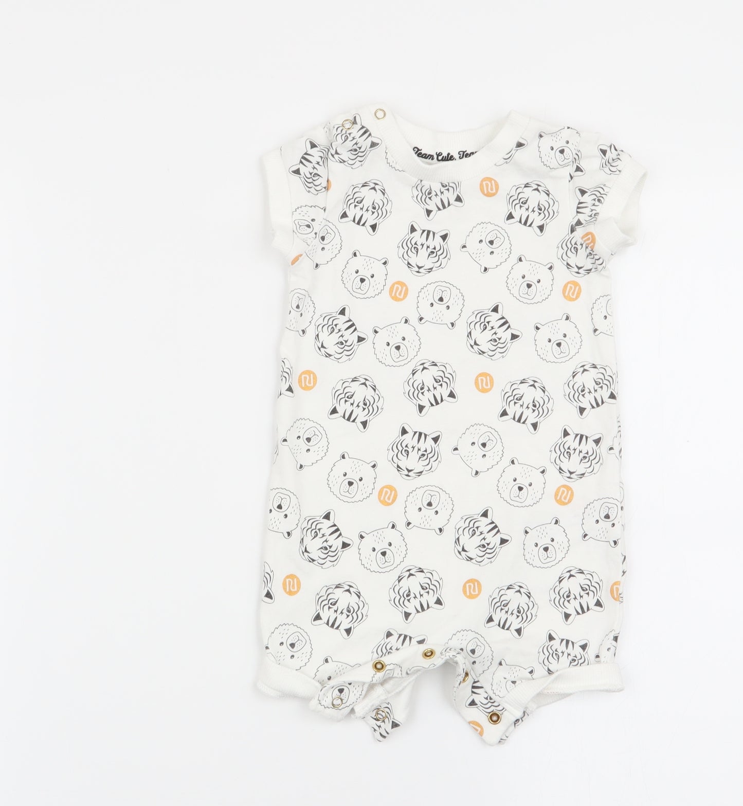 River Island Boys White Animal Print  Babygrow One-Piece Size 0-3 Months
