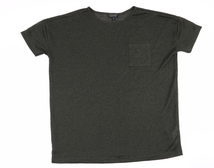 Topshop Womens Green Basic T-Shirt Size 10