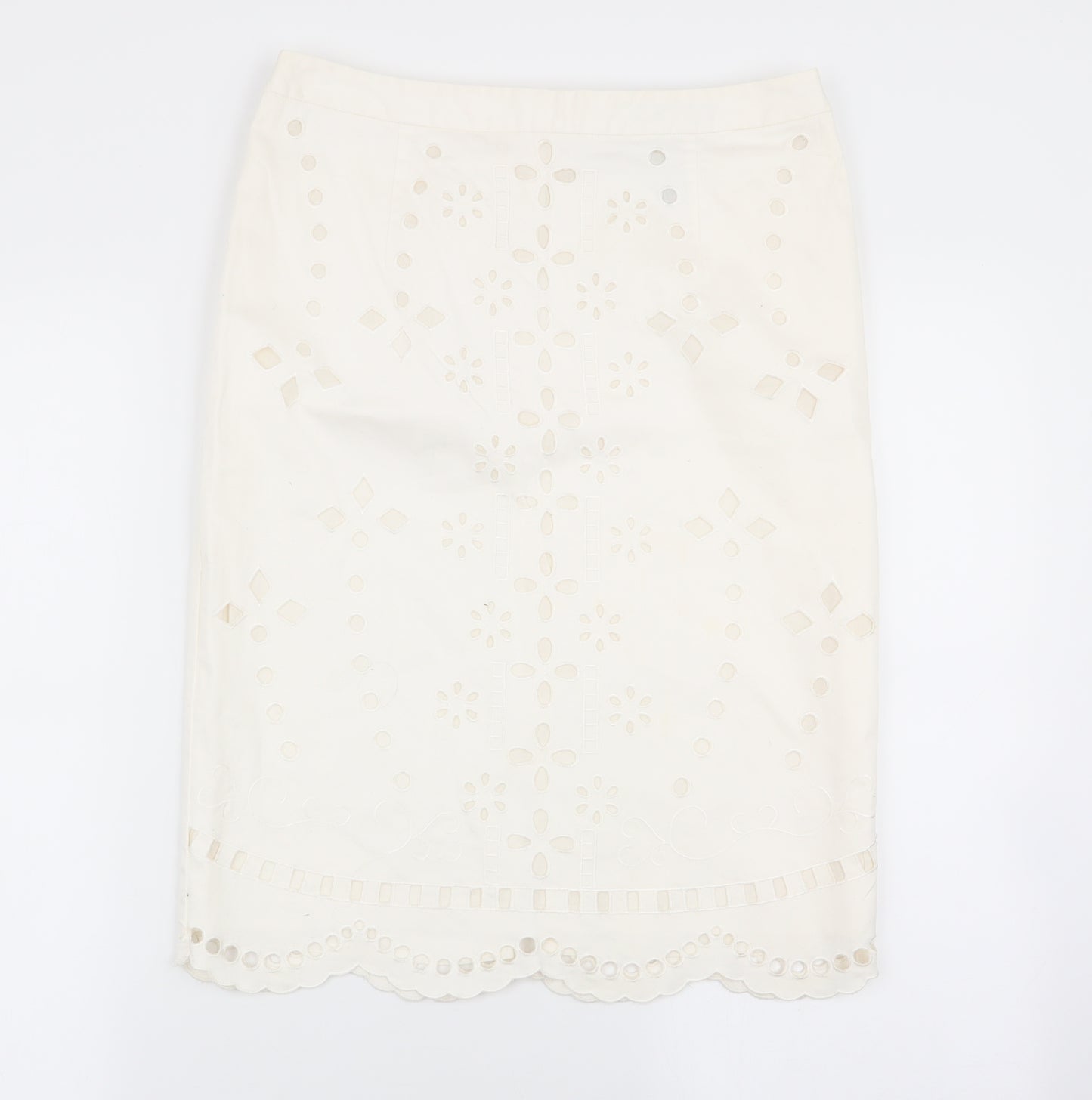 NEXT Womens White Geometric  A-Line Skirt Size 10