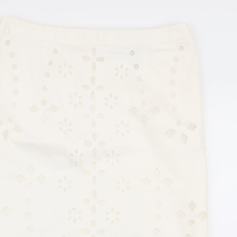 NEXT Womens White Geometric  A-Line Skirt Size 10