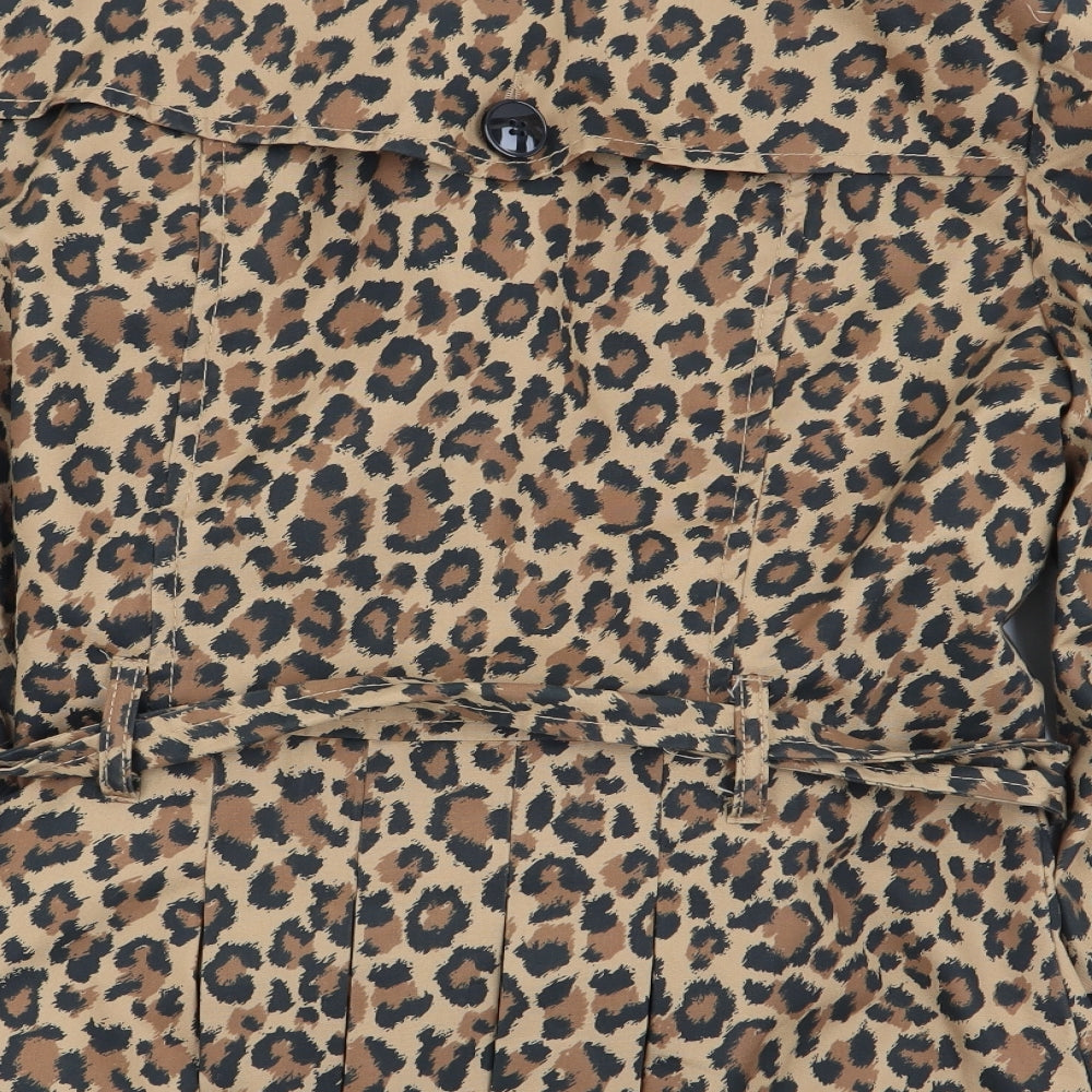 Divided by H&M Womens Multicoloured Animal Print  Overcoat Coat Size 10