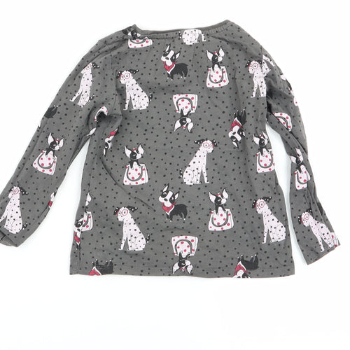little kids Girls Grey Polka Dot  Basic T-Shirt Size 4-5 Years