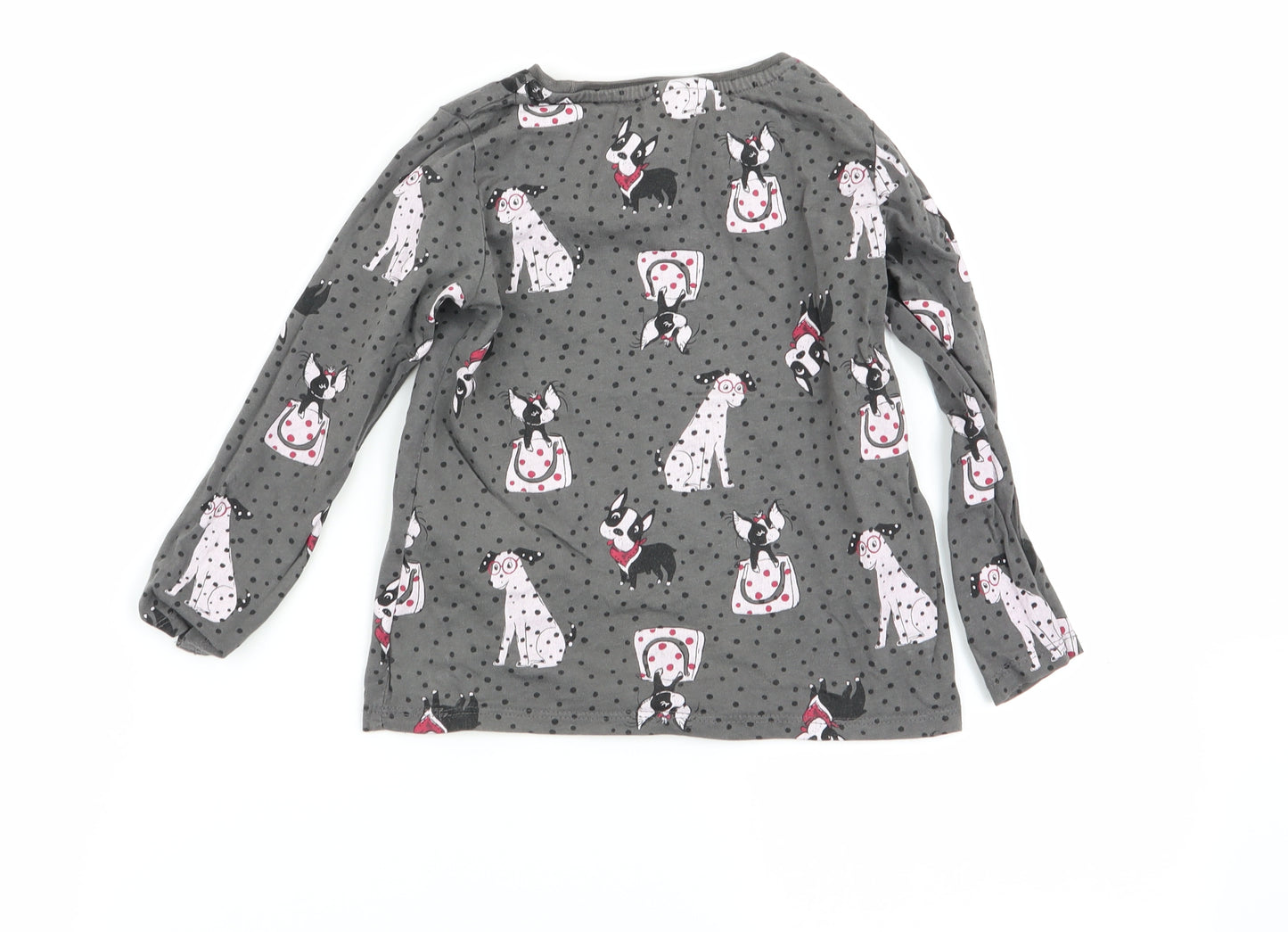 little kids Girls Grey Polka Dot  Basic T-Shirt Size 4-5 Years