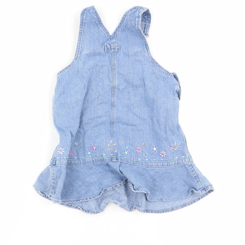 Asda George Girls Blue   Pinafore/Dungaree Dress  Size 12-18 Months