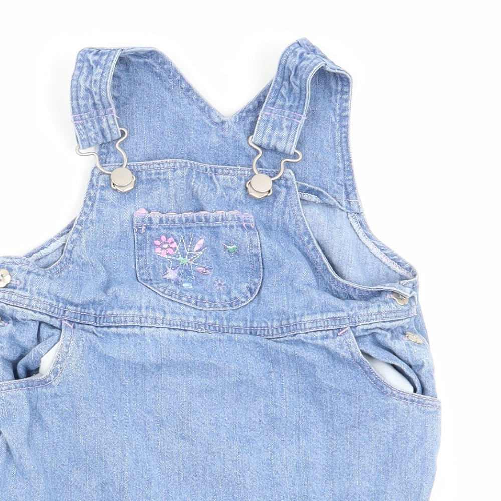 Asda George Girls Blue   Pinafore/Dungaree Dress  Size 12-18 Months