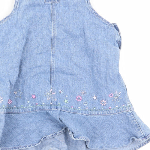 Asda George Girls Blue   Pinafore/Dungaree Dress  Size 12-18 Months