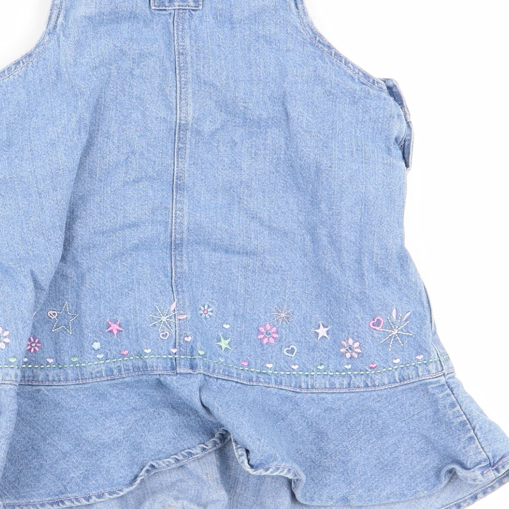 Asda George Girls Blue   Pinafore/Dungaree Dress  Size 12-18 Months