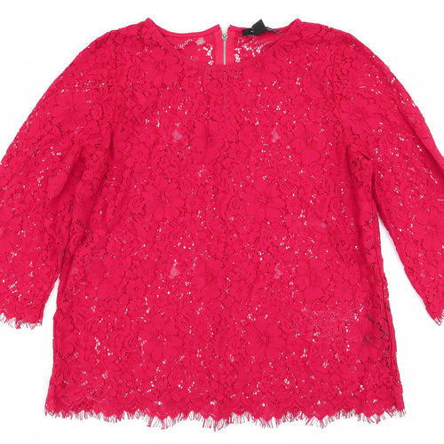 New Look Womens Red Floral  Basic Blouse Size 12