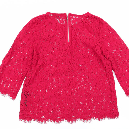 New Look Womens Red Floral  Basic Blouse Size 12