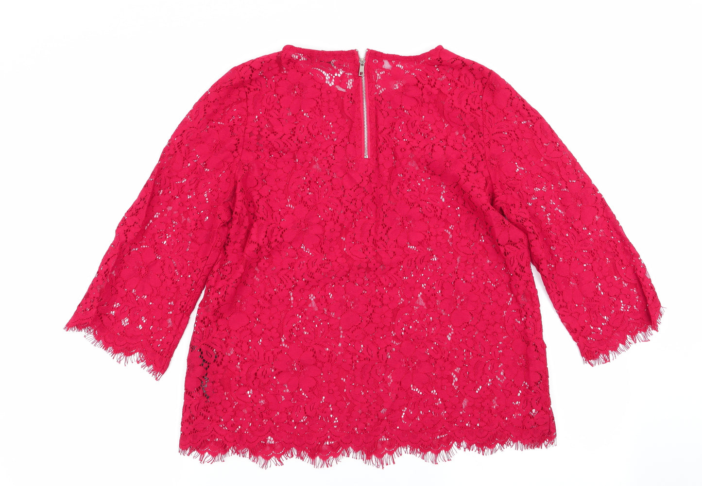 New Look Womens Red Floral  Basic Blouse Size 12