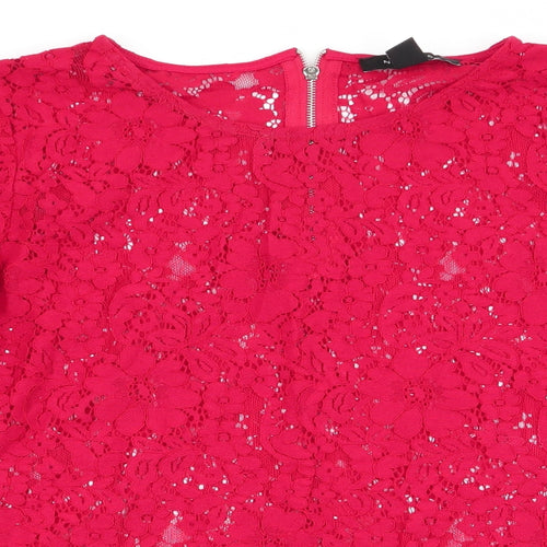 New Look Womens Red Floral  Basic Blouse Size 12