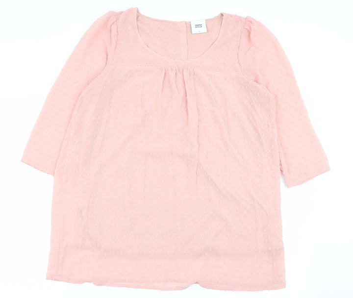 Mama-licious Womens Pink Polka Dot  Basic Blouse Size S