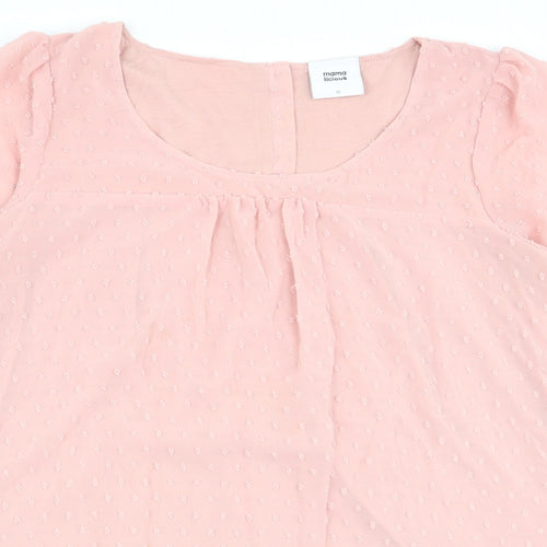 Mama-licious Womens Pink Polka Dot  Basic Blouse Size S
