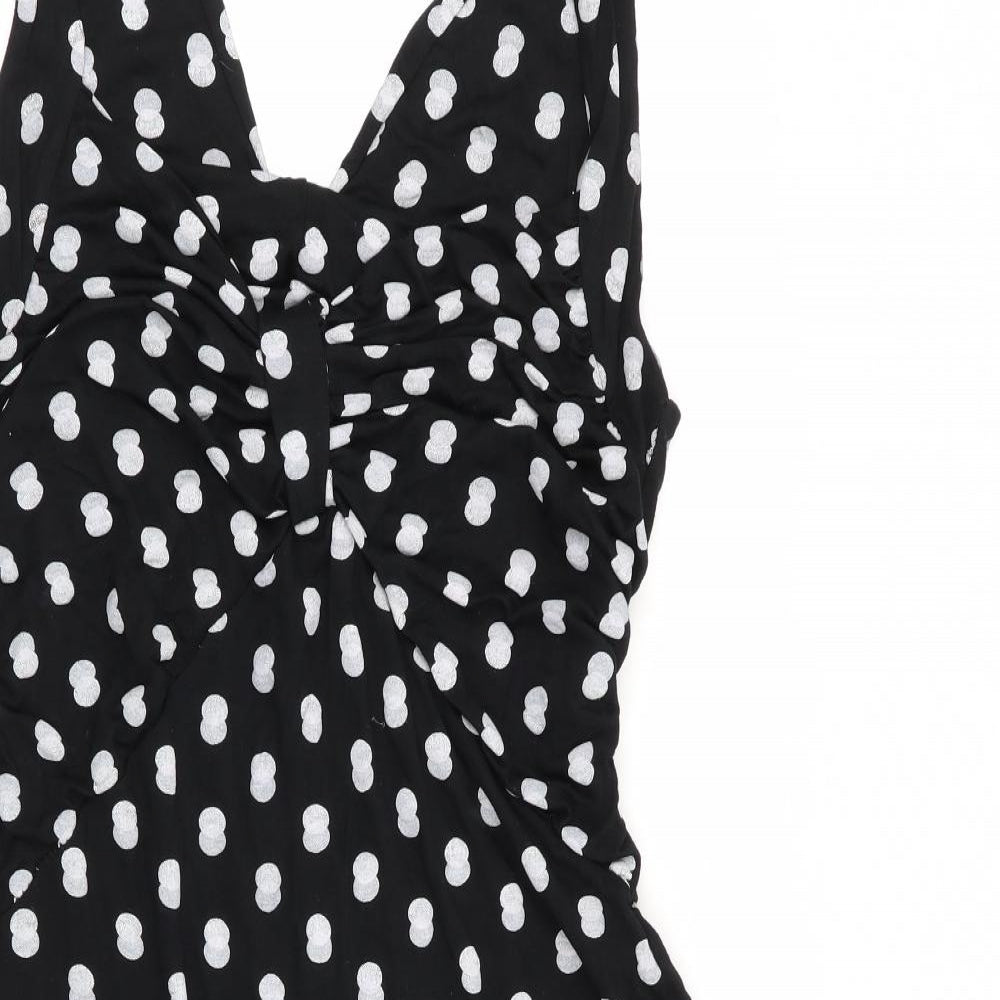 Preworn Womens Black Polka Dot  Basic Blouse Size XL
