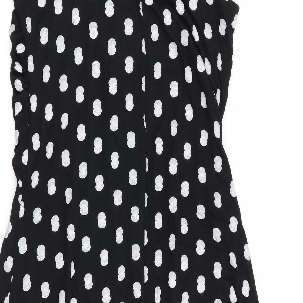 Preworn Womens Black Polka Dot  Basic Blouse Size XL