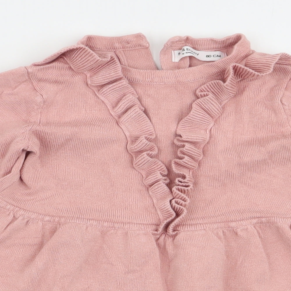fox and bunny Girls Pink   Fit & Flare  Size 12 Months