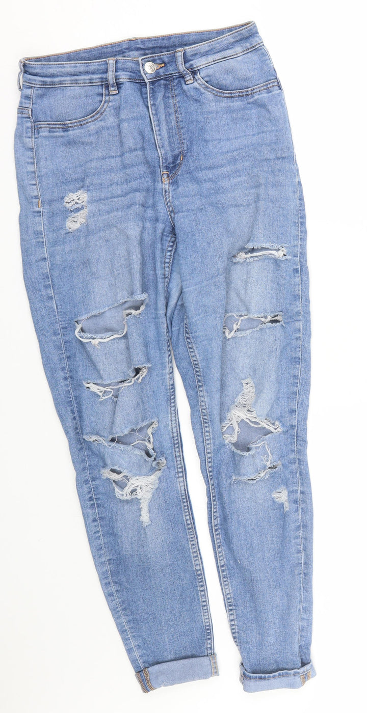 H&M Womens Blue  Denim Straight Jeans Size 10 L27 in