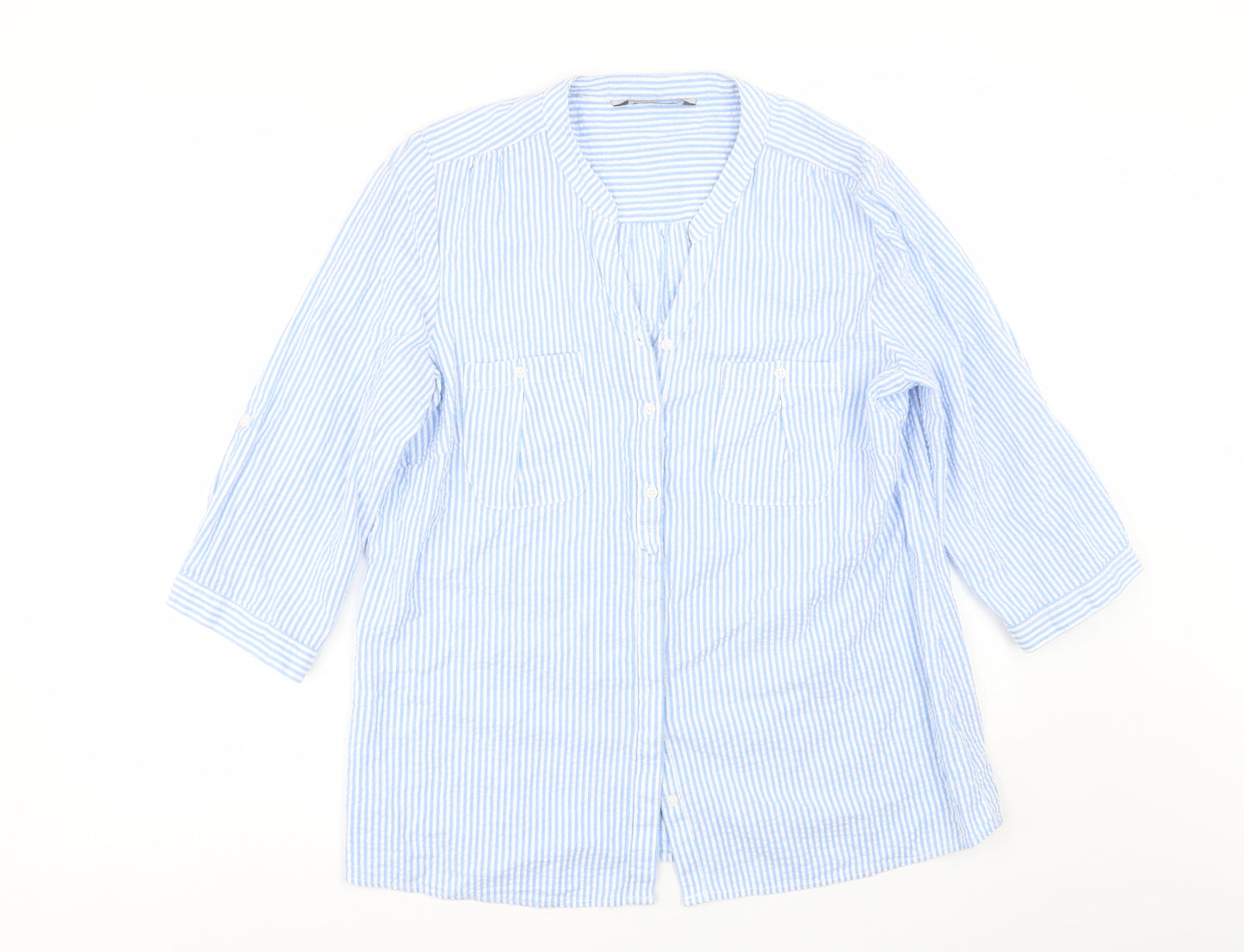 Bonmarché Womens Blue Striped  Basic Blouse Size 16