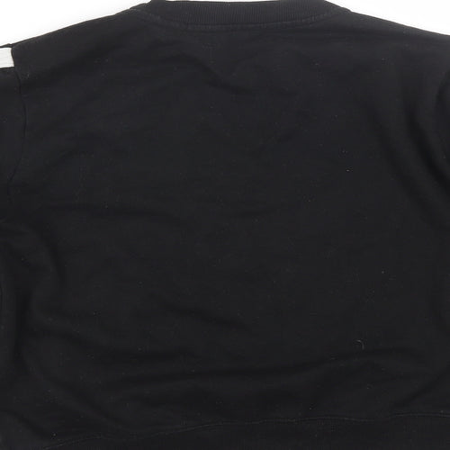 Boohoo Womens Black Striped  Pullover Sweatshirt Size 12