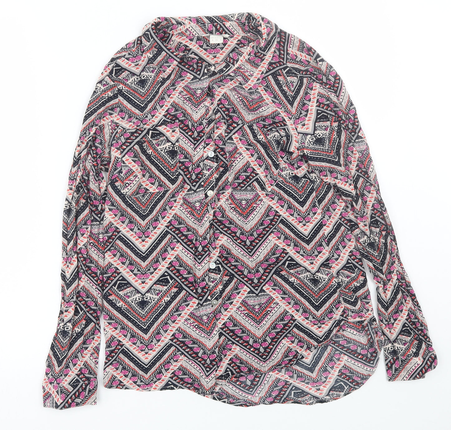 Monsoon Womens Multicoloured Geometric  Basic Button-Up Size 8