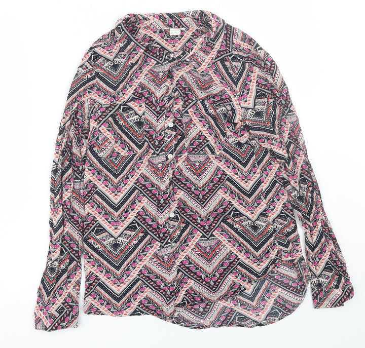 Monsoon Womens Multicoloured Geometric Basic Button-Up Size 8