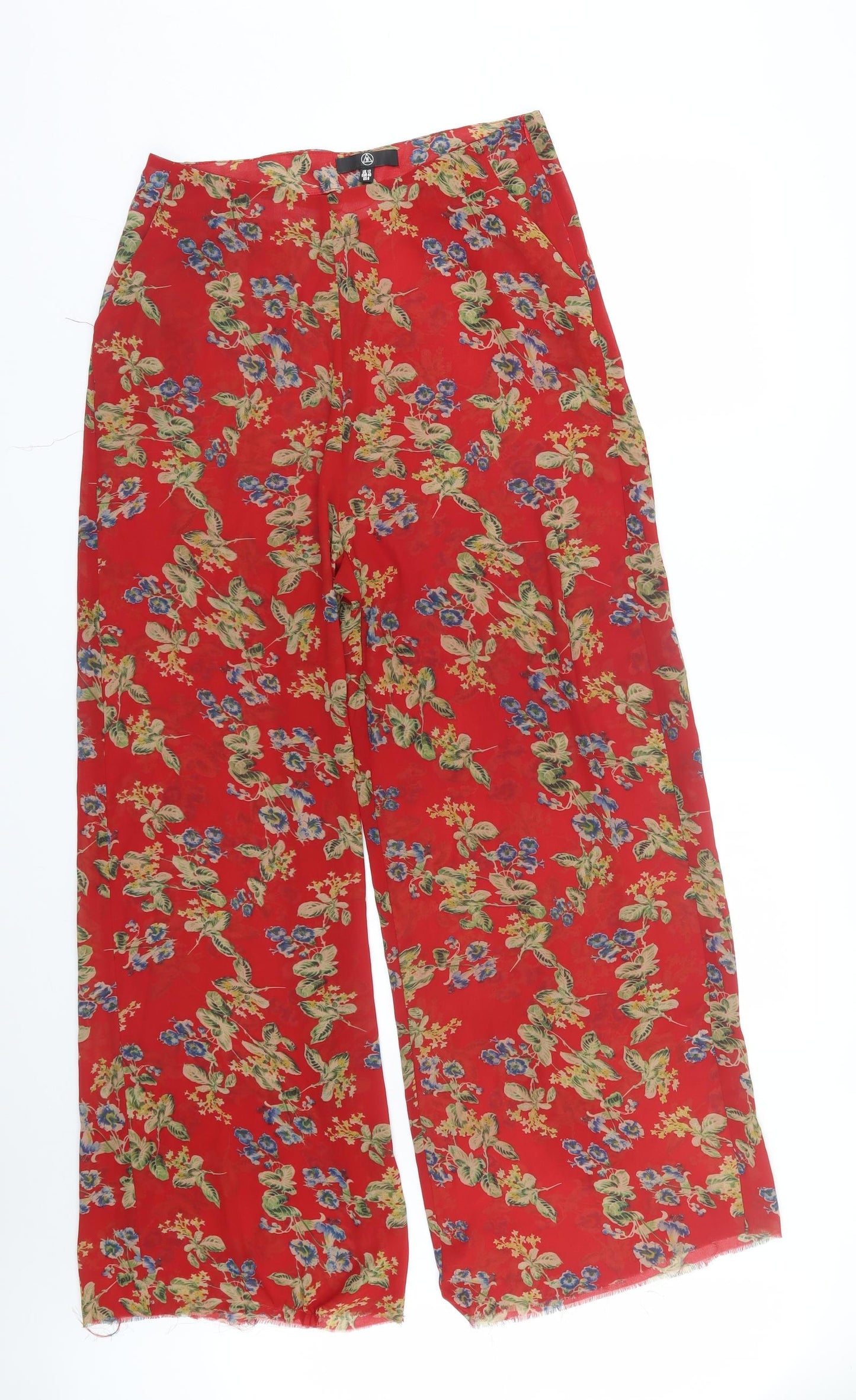 Missguided Womens Red Floral  Capri Trousers Size 12 L28 in
