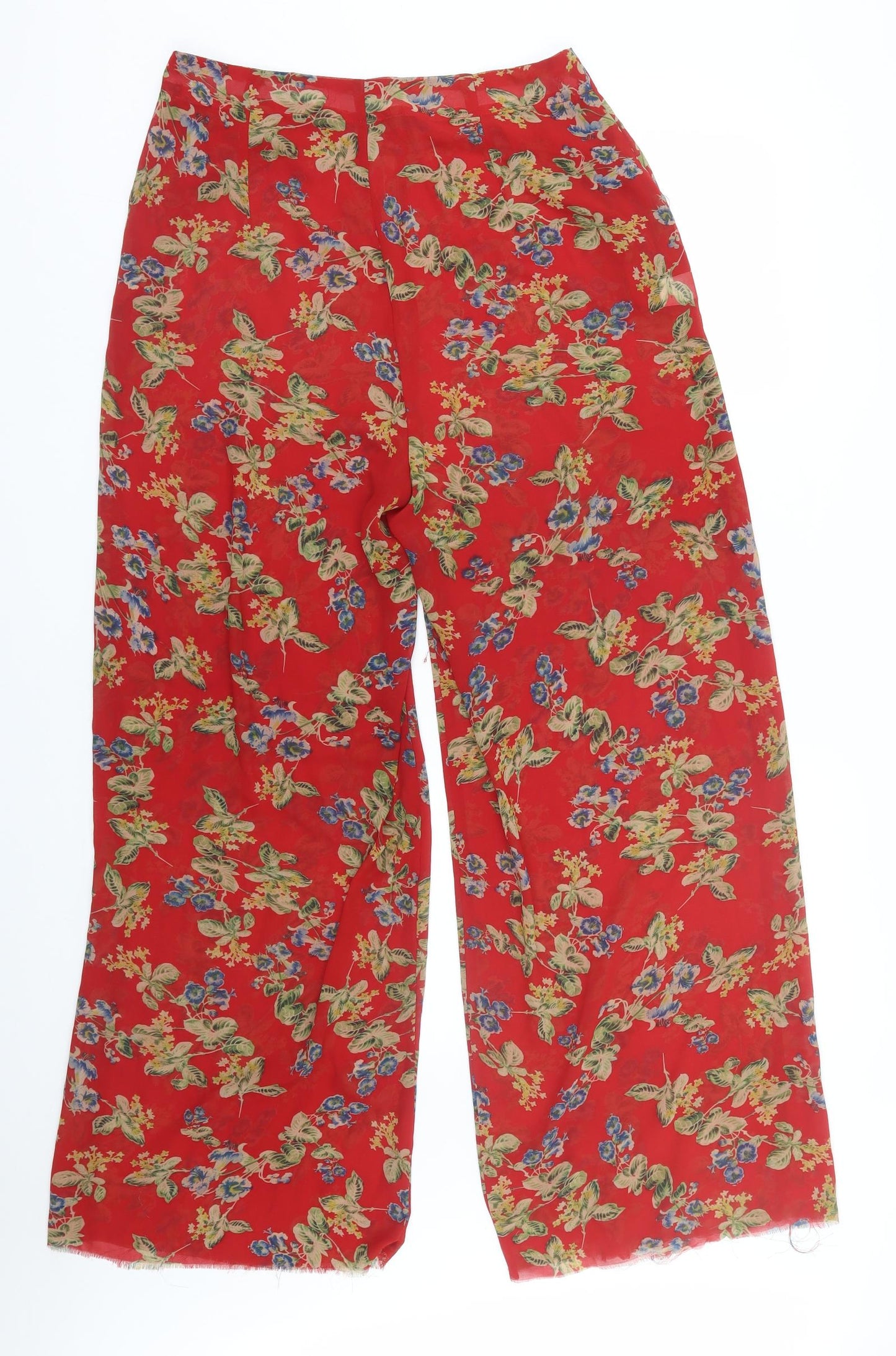 Missguided Womens Red Floral  Capri Trousers Size 12 L28 in