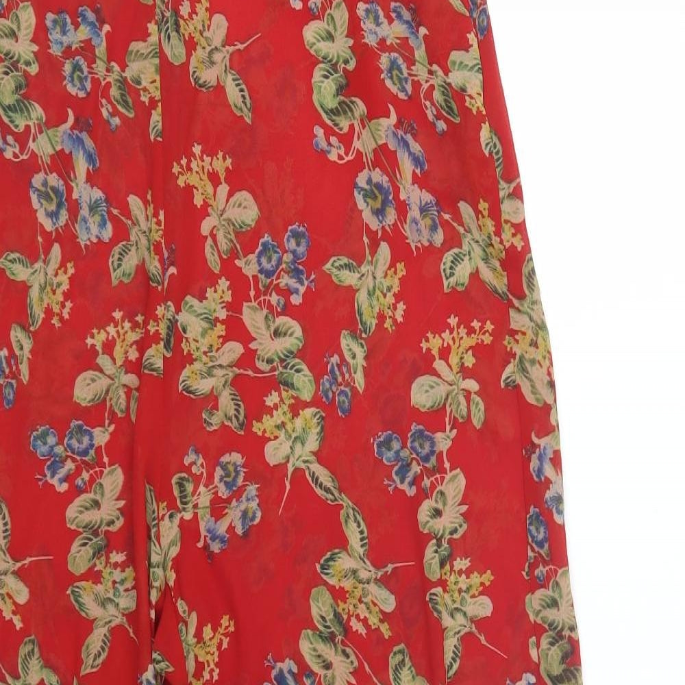 Missguided Womens Red Floral  Capri Trousers Size 12 L28 in