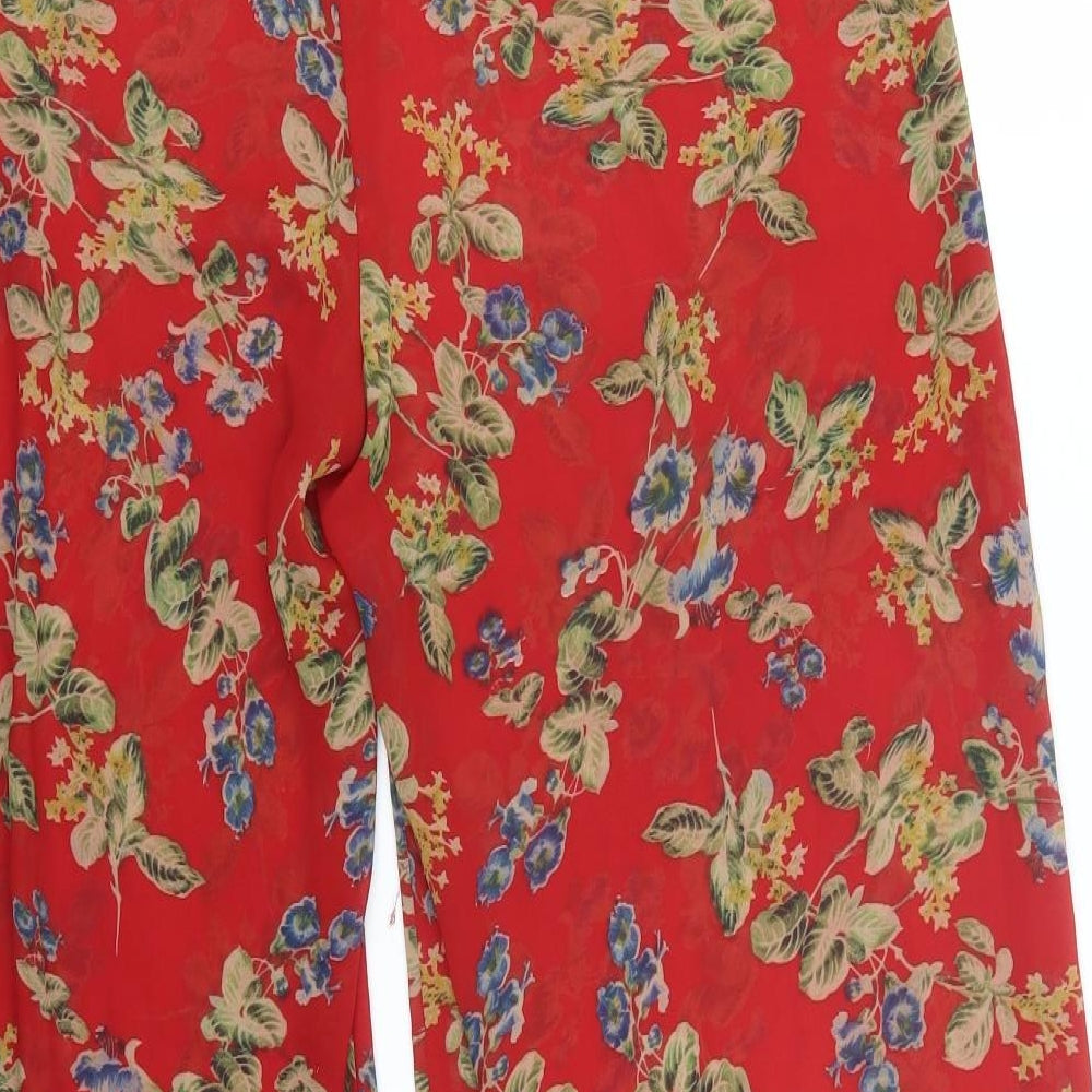 Missguided Womens Red Floral  Capri Trousers Size 12 L28 in
