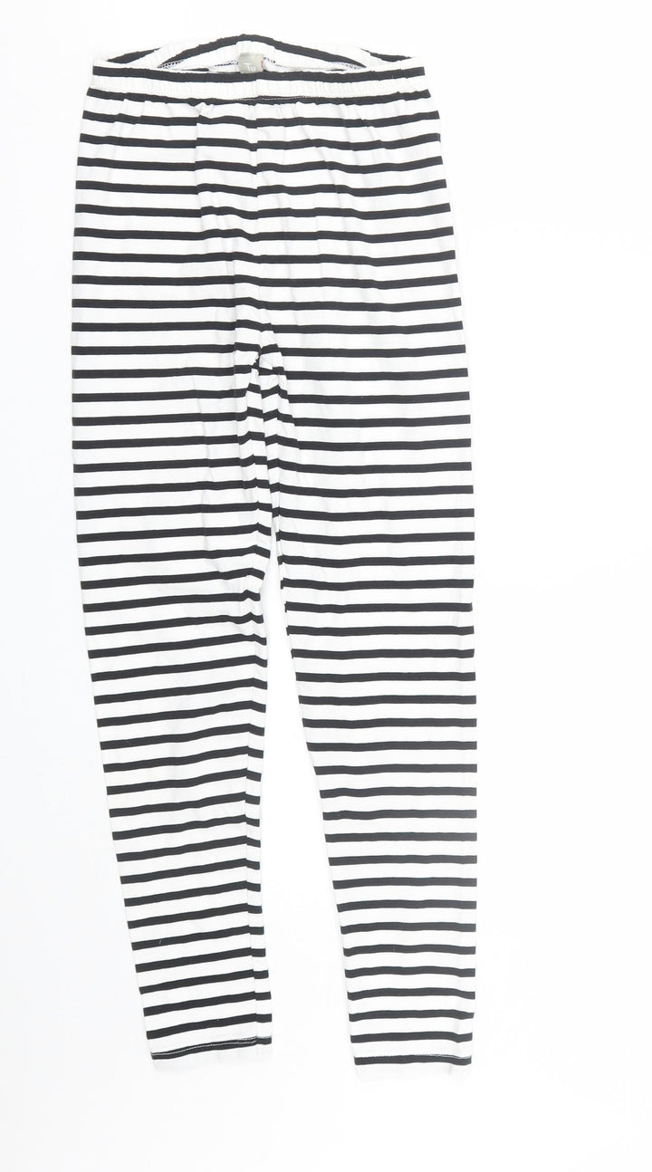 TU Girls White Striped  Capri Trousers Size 12 Years