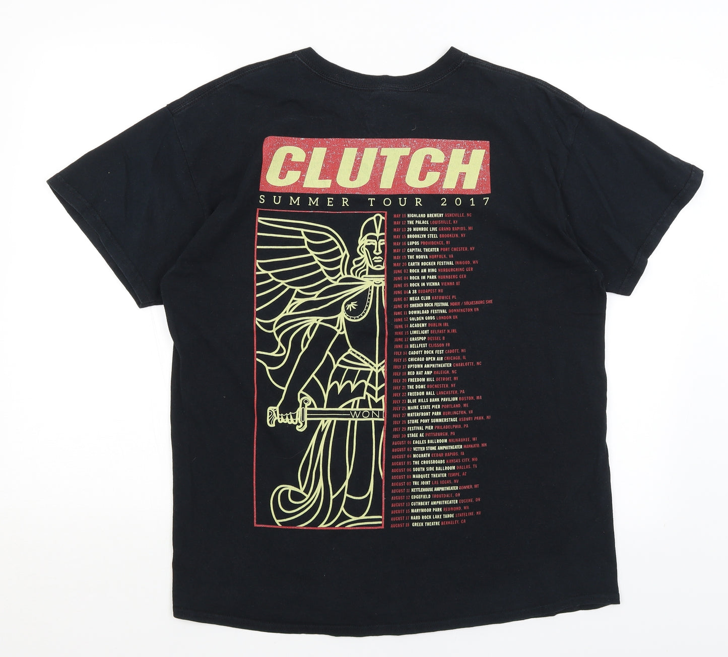 Gildan Mens Black    T-Shirt Size L  - Clutch Tour 2017