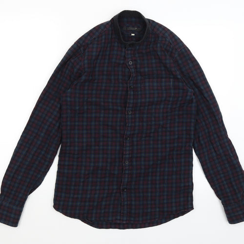 River Island Mens Blue Plaid   Button-Up Size XS