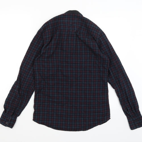 River Island Mens Blue Plaid   Button-Up Size XS