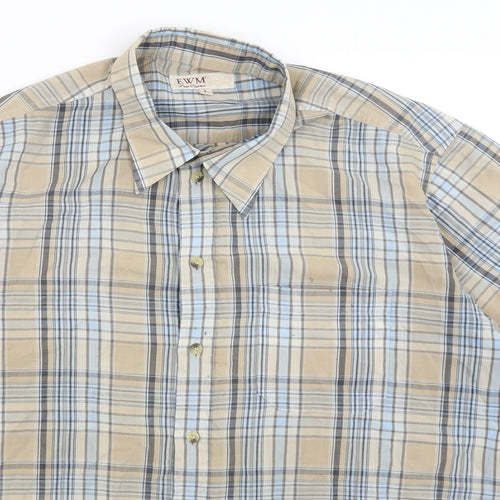 EWM Mens Brown Plaid   Button-Up Size L