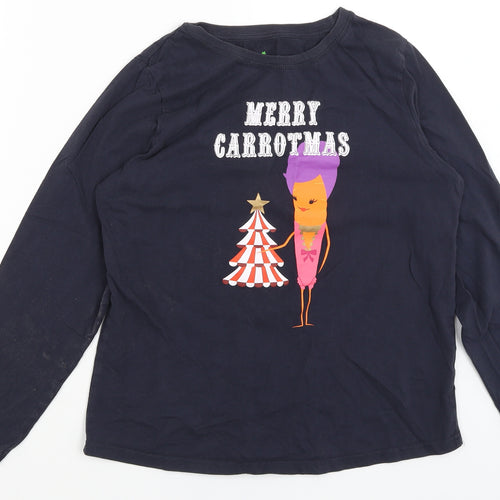 Avenue Womens Blue Solid  Top Pyjama Set Size M  - Merry Carrotmas
